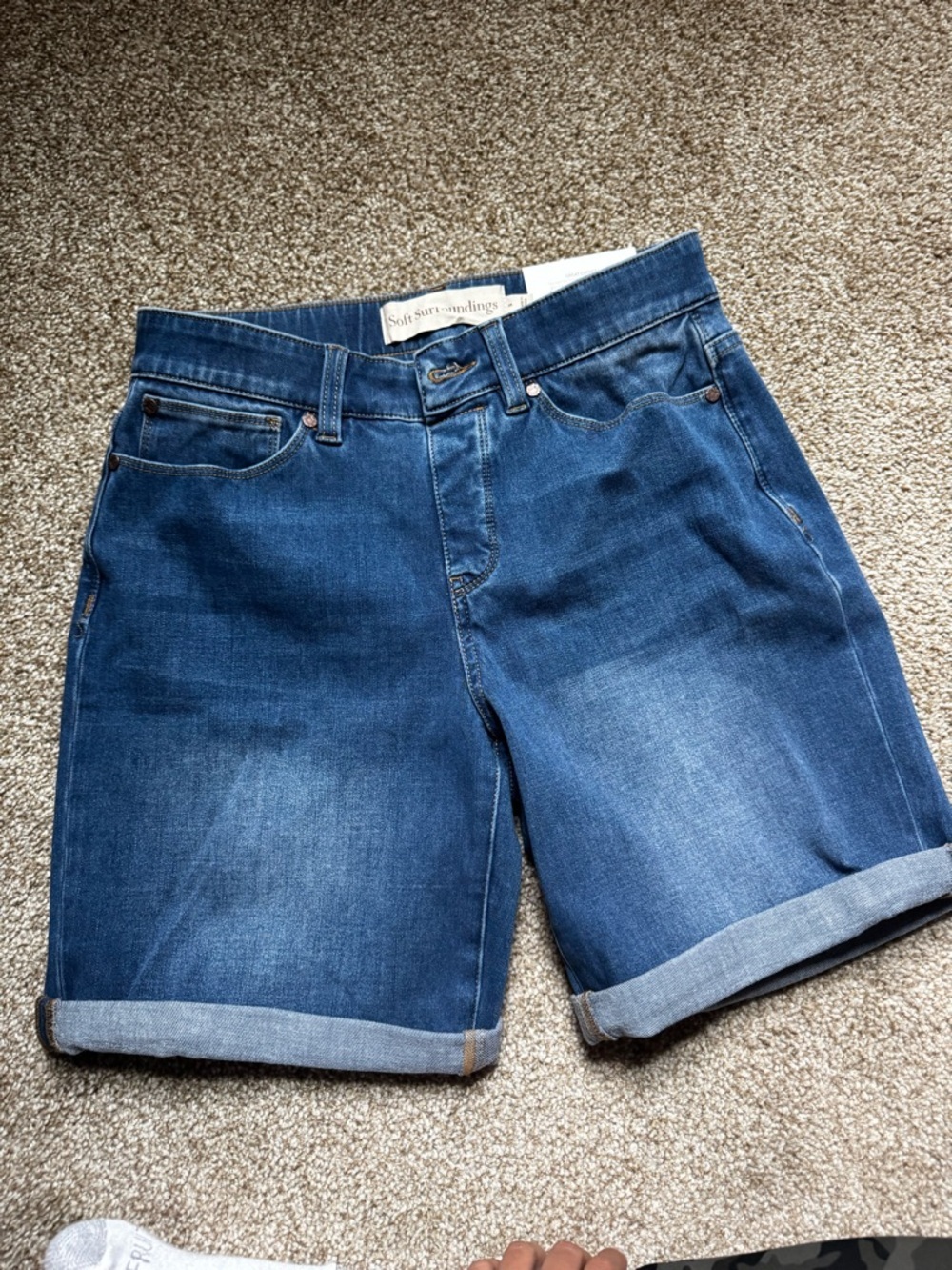 Soft Surroundings Women’s Mid-Blue Denim Roll-Cuff Shorts